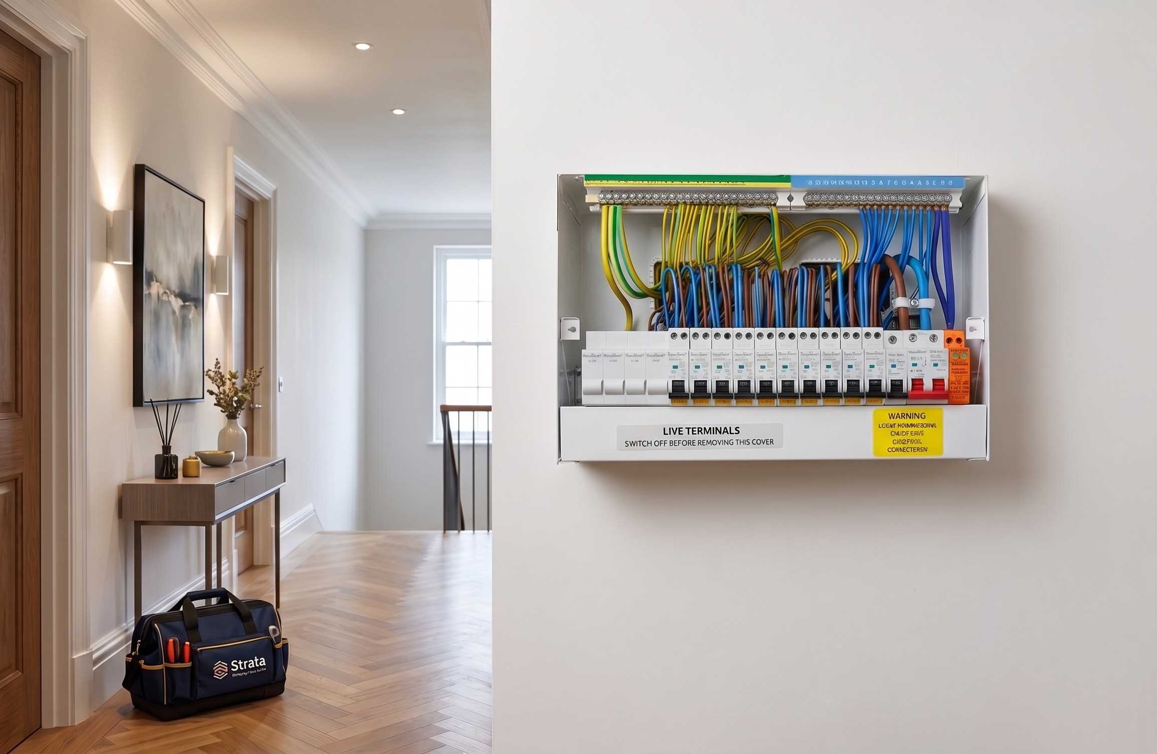 New consumer unit installed as part of a rewire